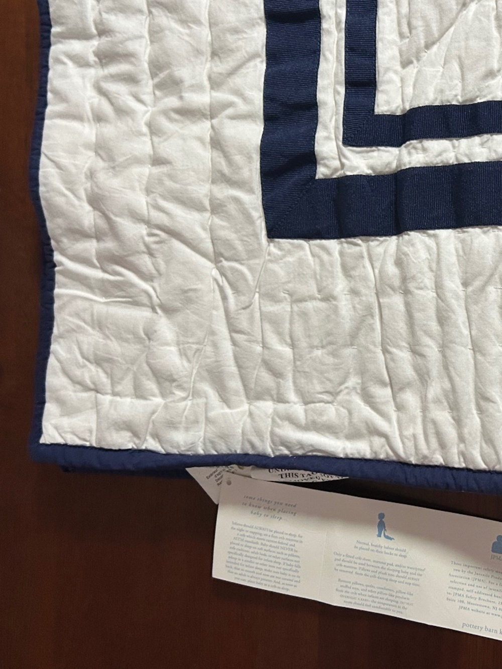 Pottery Barn Kids Harper Quilted Toddler Quilt - Navy/White - NWT